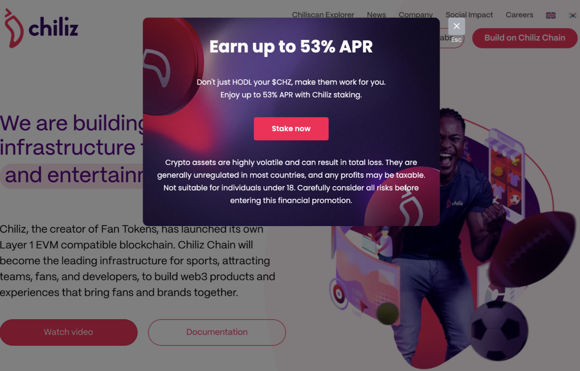 Chiliz website embeded messaging